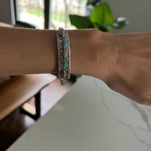Lucky Brand Turquoise & Silver Cuff